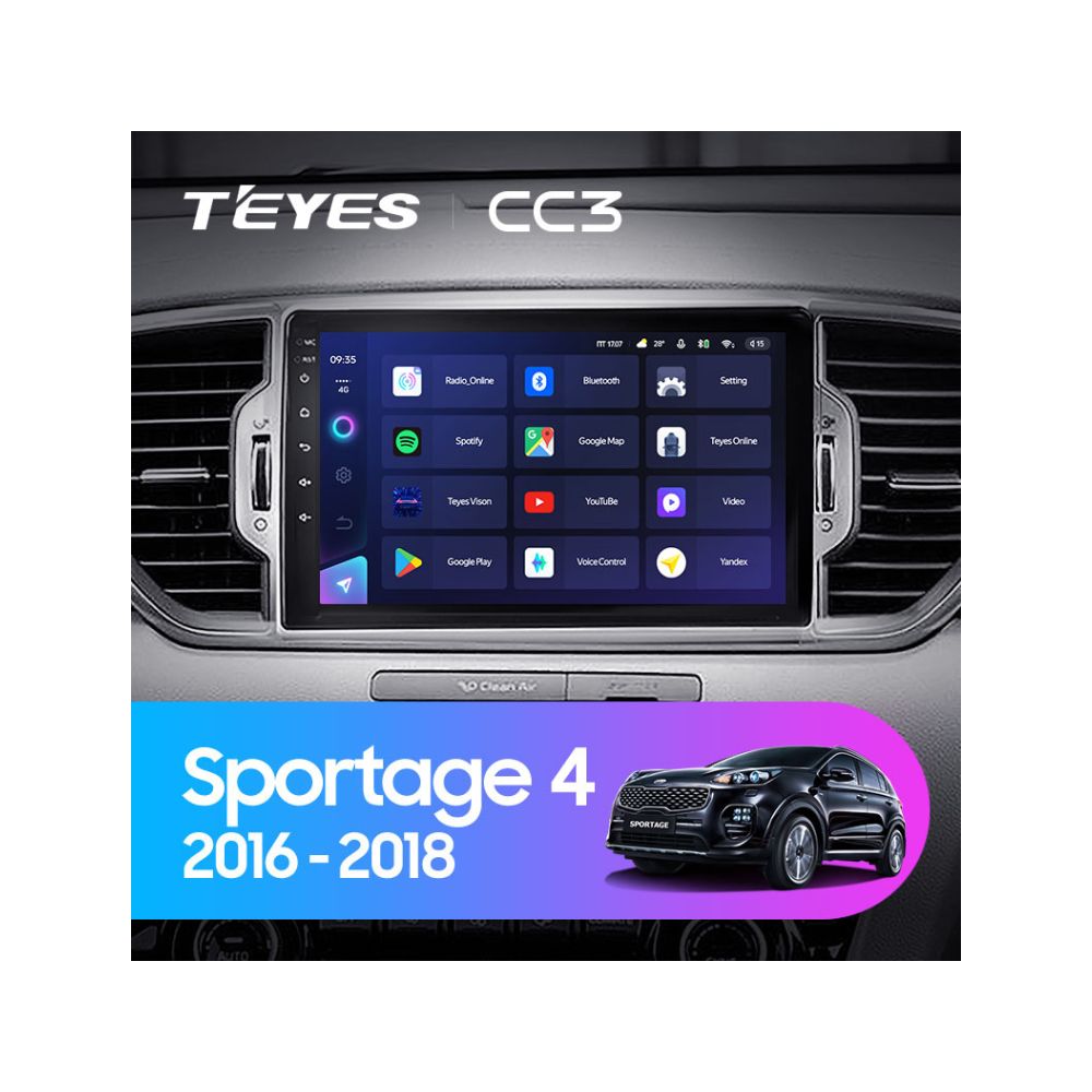 Штатная магнитола Teyes CC3 6+128 Gb Kia Sportage 4 QL 2016-2018 (KX5 A) 9" фото 2