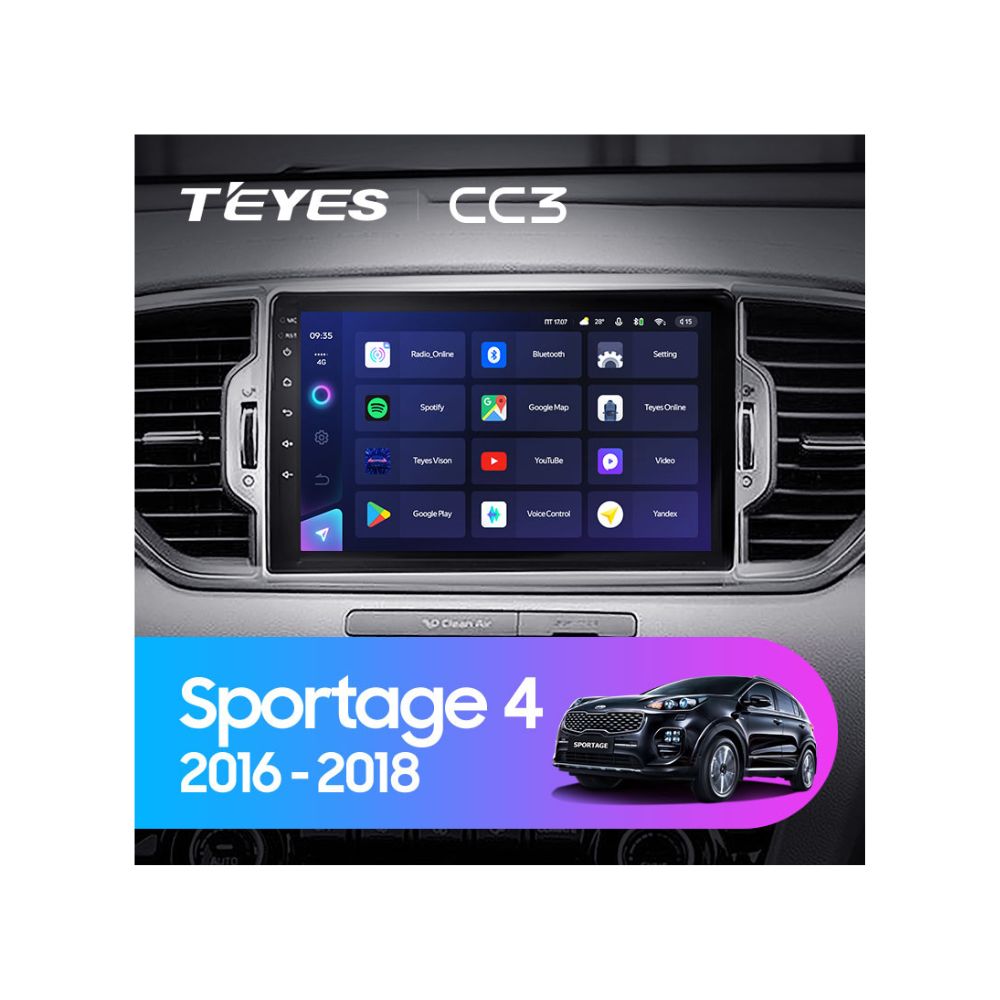 Штатная магнитола Teyes CC3 6+128 Gb Kia Sportage 4 QL 2016-2018 (KX5 B) 9" фото 2